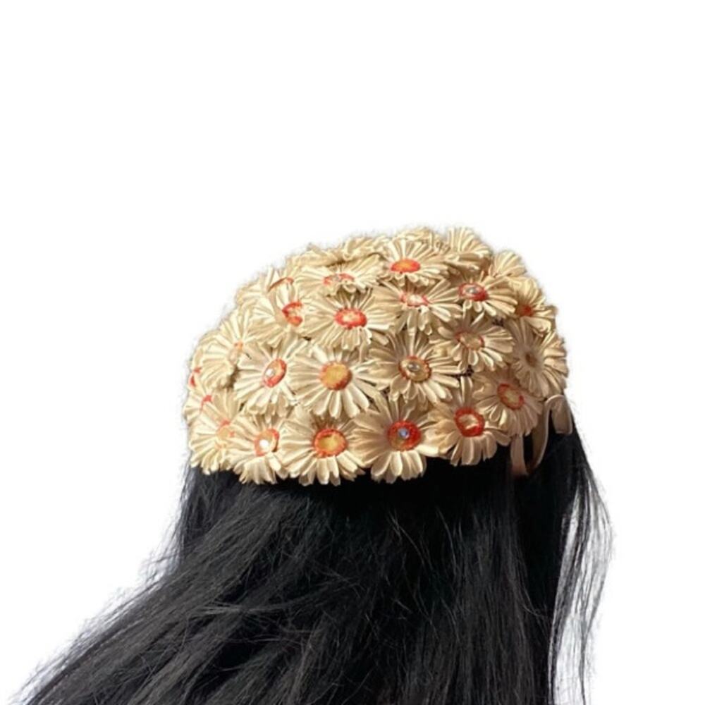 Vintage 40s 50s Roos Bros. Muller Floral Fascinator Juliet Hat